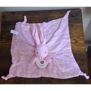 Pink Bunny Security Blanket Lovey Pink Baby Easter Rattle Plush